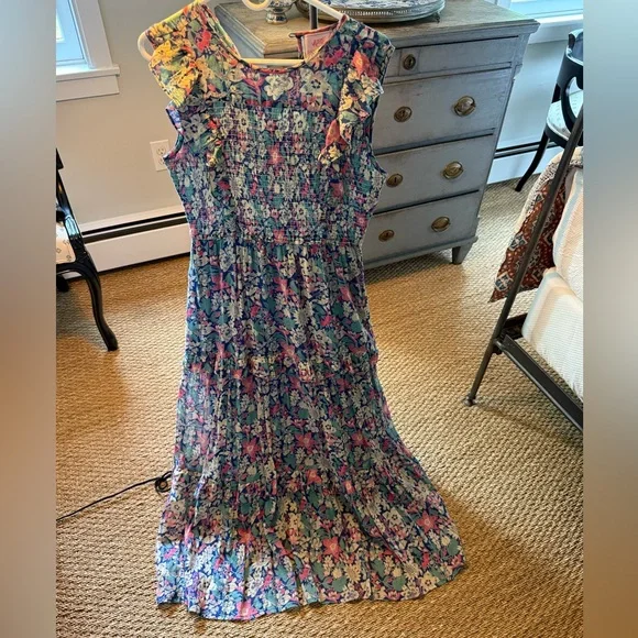 Banjanan | Dresses | Banjanan Summer Long Floral Beach Dress With Pockets  And Ruffle Detail | Poshmark